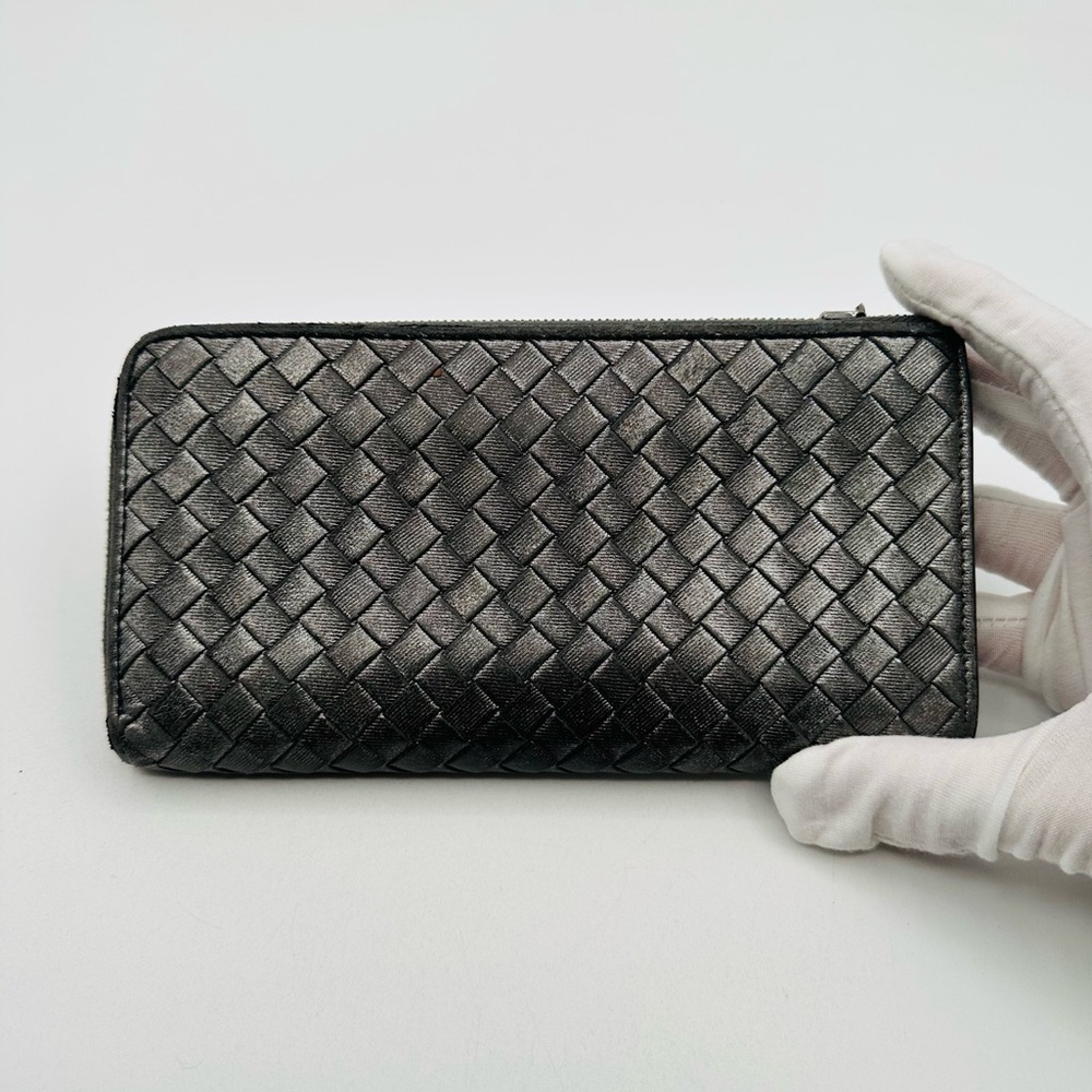 Bottega Veneta Silver Weave Wallet